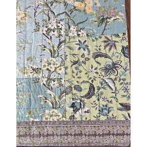 Vtg Company Store Emilie King Quilt Set Boho Patchwork Floral 2 Shams & Throw